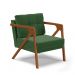 Poltrona Melissa Suede Verde Base de Madeira Castanho - D'Rossi