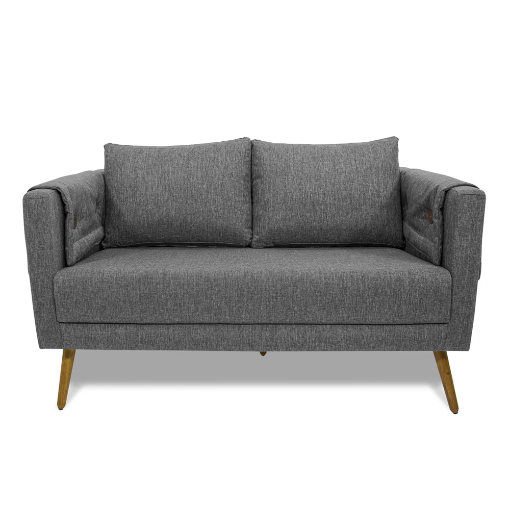 Poltrona Namoradeira Paris D07 2 Lugares Linho Mescla Chumbo - D'Rossi