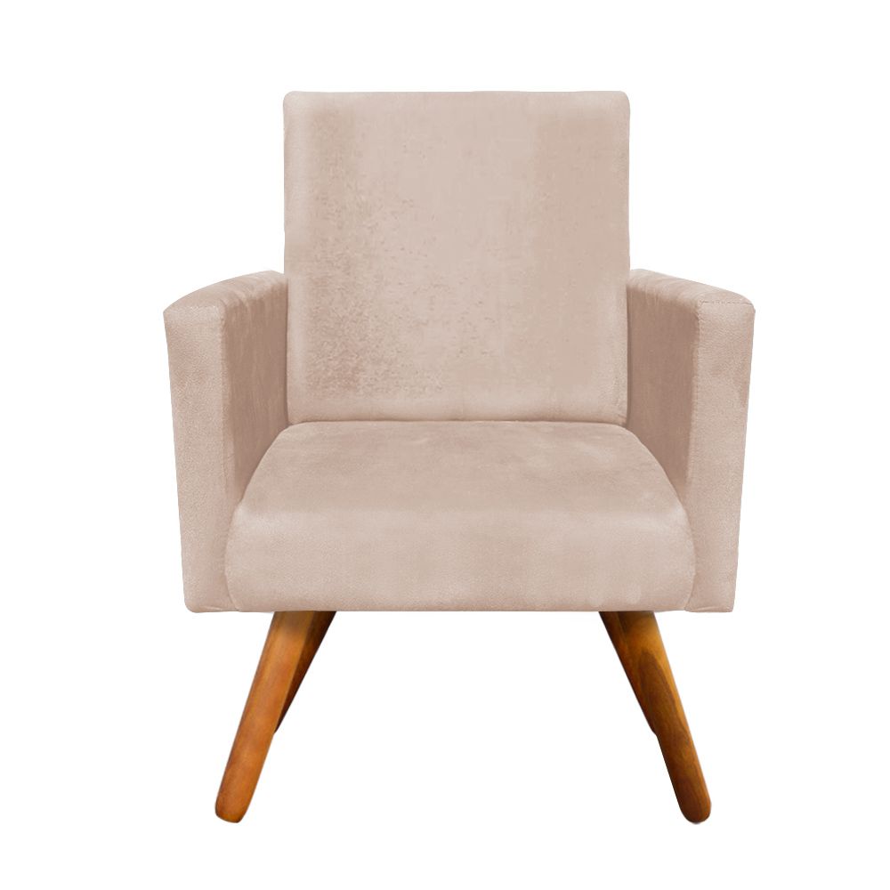 Poltrona Nina Suede Pés Palito Castanho D'Rossi
