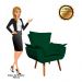Poltrona Opala Suede Verde Pés Palito Castanho D'Rossi