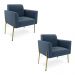Poltrona Pé de Ferro Dourado Decorativa Kit 2 Marisa Suede Azul Marinho D03 - D'Rossi