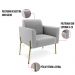 Poltrona Pé de Ferro Dourado Decorativa Kit 2 Marisa Suede Cinza D03 - D'Rossi