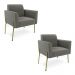 Poltrona Pé de Ferro Dourado Decorativa Kit 2 Marisa Suede Grafite D03 - D'Rossi