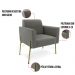 Poltrona Pé de Ferro Dourado Decorativa Kit 2 Marisa Suede Grafite D03 - D'Rossi