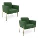 Poltrona Pé de Ferro Dourado Decorativa Kit 2 Marisa Suede Verde D03 - D'Rossi
