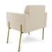 Poltrona Pé de Ferro Dourado Decorativa Marisa Suede Bege D03 - D'Rossi