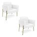 Poltrona Pé de Ferro Dourado Kit 2 para Sala Marisa Corano Branco D03 - D'Rossi