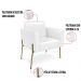 Poltrona Pé de Ferro Dourado Kit 2 para Sala Marisa Corano Branco D03 - D'Rossi