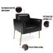 Poltrona Pé de Ferro Dourado Kit 2 para Sala Marisa Corano Preto D03 - D'Rossi