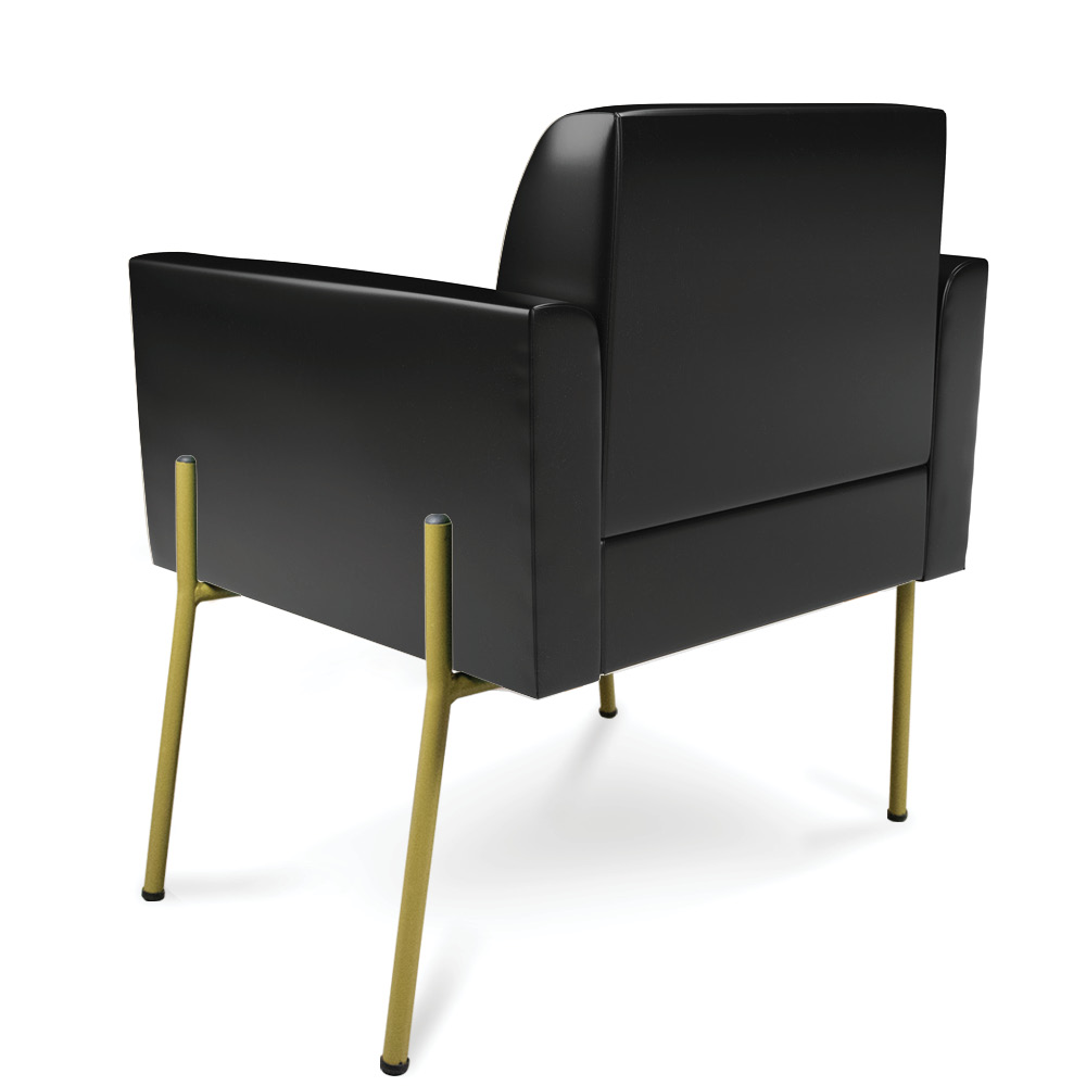 Poltrona Pé de Ferro Dourado Kit 2 para Sala Marisa Corano Preto D03 - D'Rossi