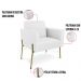 Poltrona Pé de Ferro Dourado Kit 2 para Sala Marisa Corino Branco D03 - D'Rossi