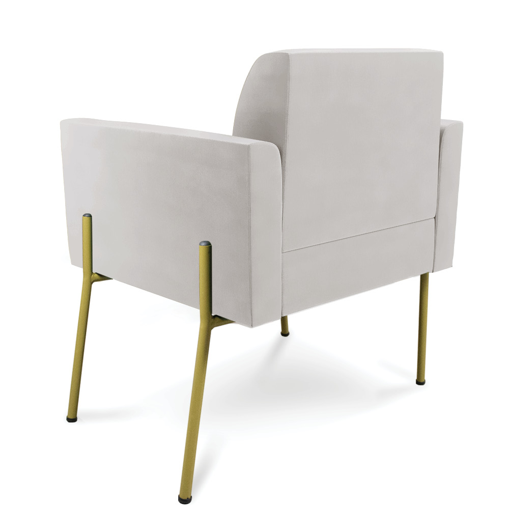 Poltrona Pé de Ferro Dourado para Salão Kit 2 Marisa Veludo Cinza D03 - D'Rossi