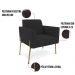 Poltrona Pé de Ferro Dourado para Salão Kit 2 Marisa Veludo Preto D03 - D'Rossi