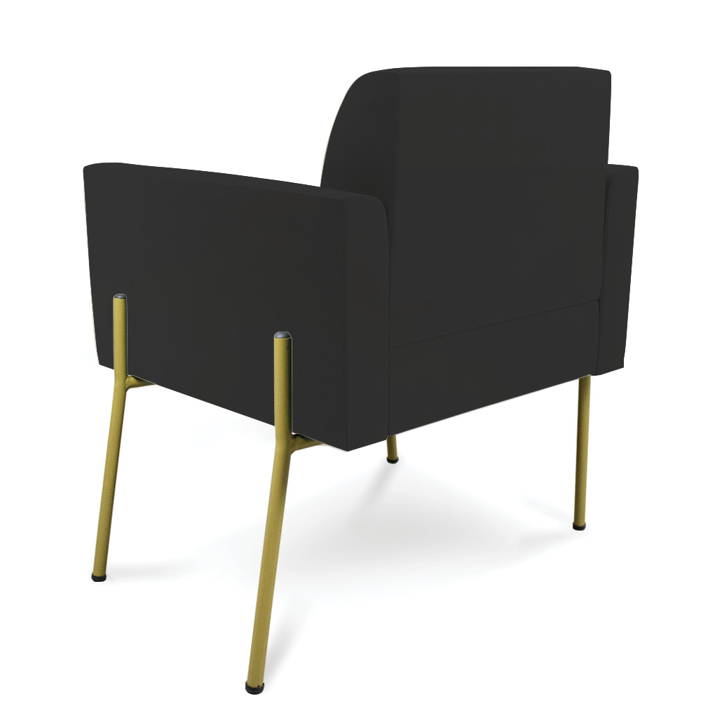 Poltrona Pé de Ferro Dourado para Salão Kit 2 Marisa Veludo Preto D03 - D'Rossi