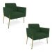 Poltrona Pé de Ferro Dourado para Salão Kit 2 Marisa Veludo Verde D03 - D'Rossi