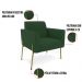 Poltrona Pé de Ferro Dourado para Salão Kit 2 Marisa Veludo Verde D03 - D'Rossi