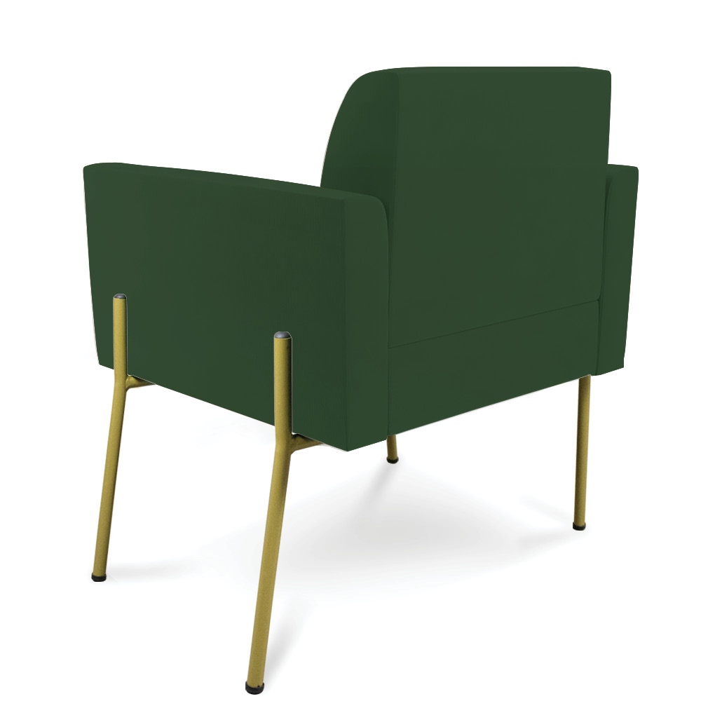 Poltrona Pé de Ferro Dourado para Salão Kit 2 Marisa Veludo Verde D03 - D'Rossi