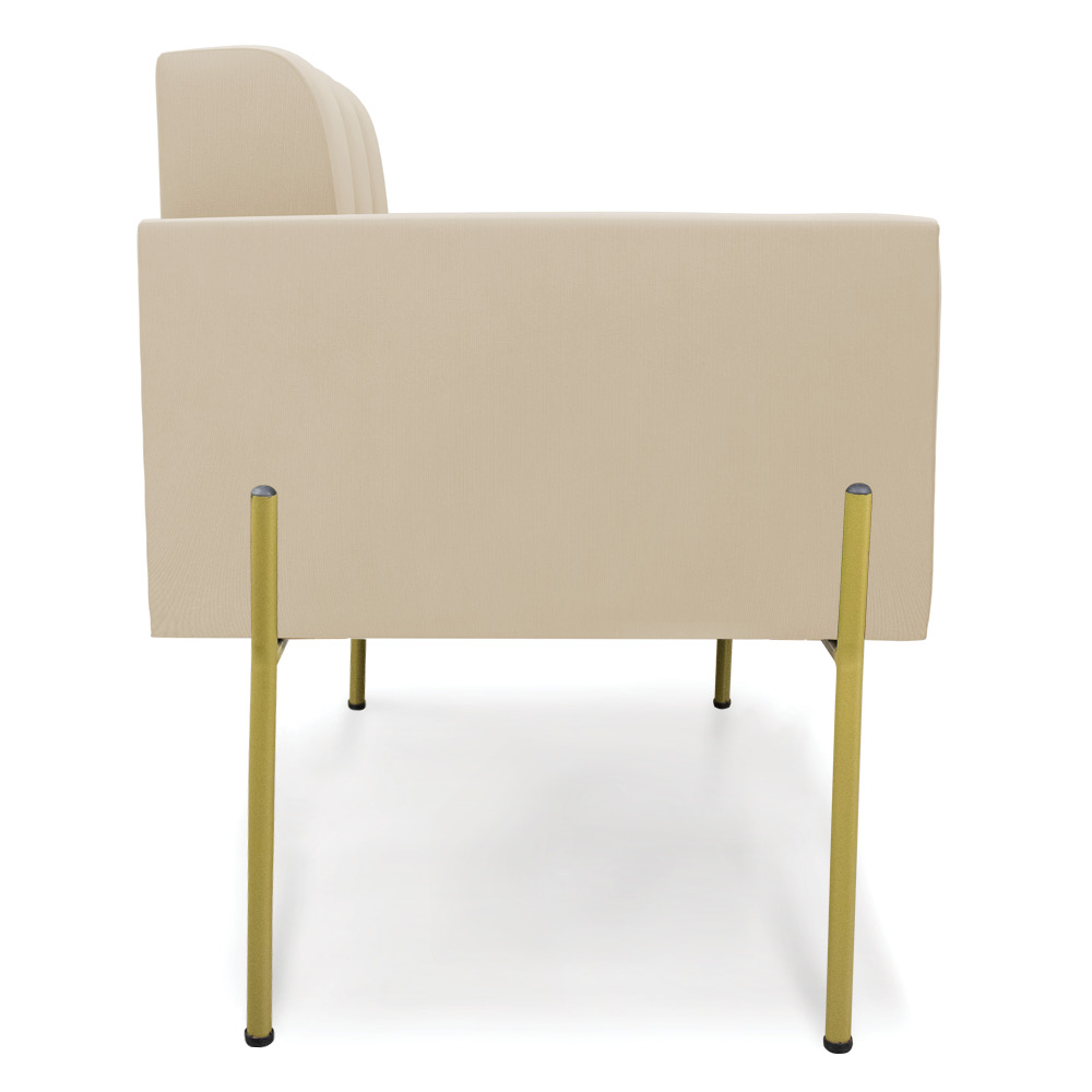 Poltrona Pé de Ferro Dourado para Sala Elisa Suede Bege D03 - D'Rossi