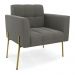Poltrona Pé de Ferro Dourado para Sala Elisa Suede Grafite D03 - D'Rossi