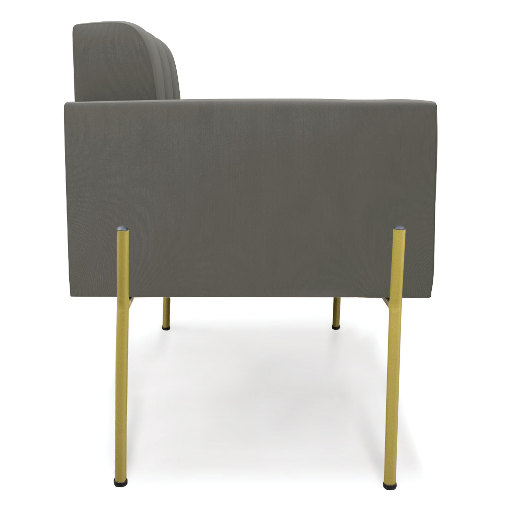 Poltrona Pé de Ferro Dourado para Sala Elisa Suede Grafite D03 - D'Rossi