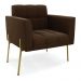 Poltrona Pé de Ferro Dourado para Sala Elisa Suede Marrom D03 - D'Rossi