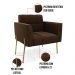Poltrona Pé de Ferro Dourado para Sala Elisa Suede Marrom D03 - D'Rossi