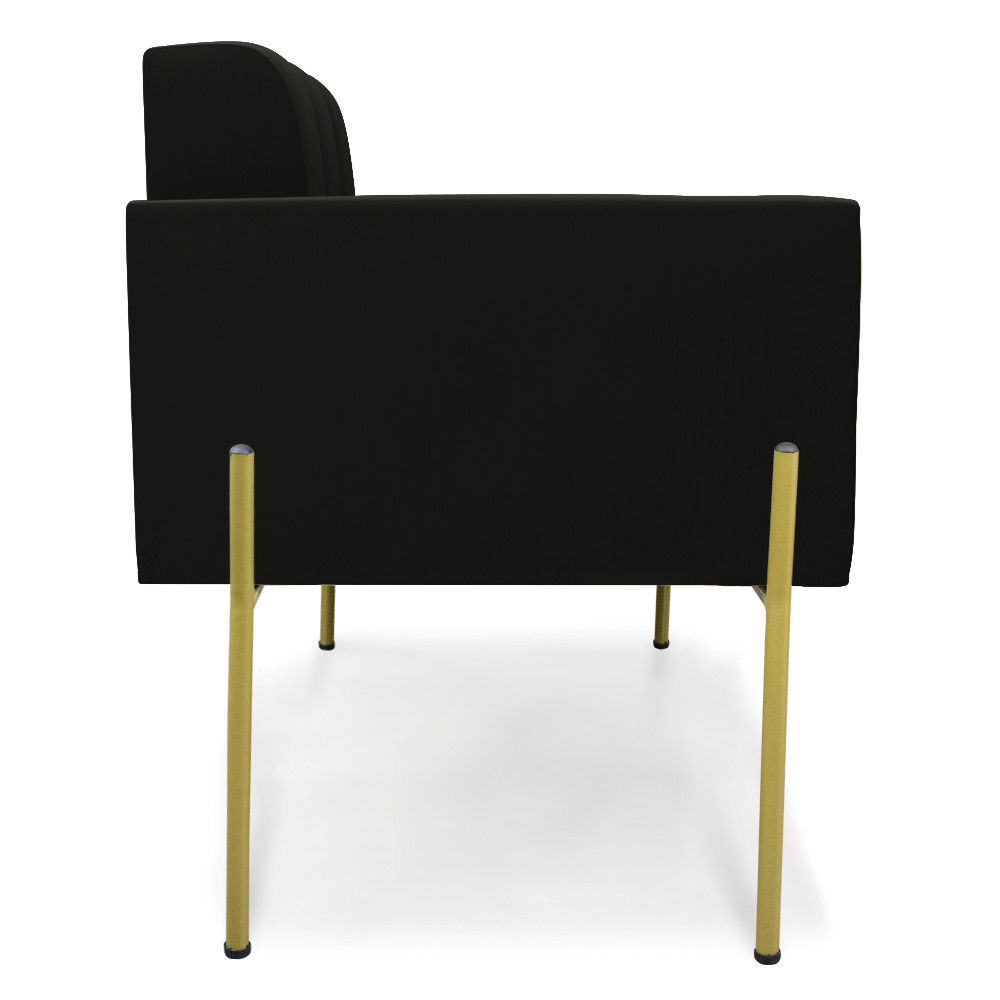 Poltrona Pé de Ferro Dourado para Sala Elisa Suede Preto D03 - D'Rossi