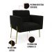 Poltrona Pé de Ferro Dourado para Sala Elisa Suede Preto D03 - D'Rossi