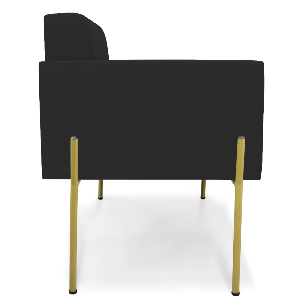 Poltrona Pé de Ferro Dourado para Sala Elisa Veludo Preto D03 - D'Rossi