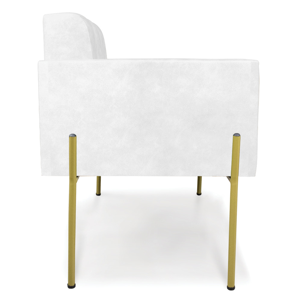 Poltrona Pé de Ferro Dourado para Sala Kit 2 Elisa Corano Branco D03 - D'Rossi