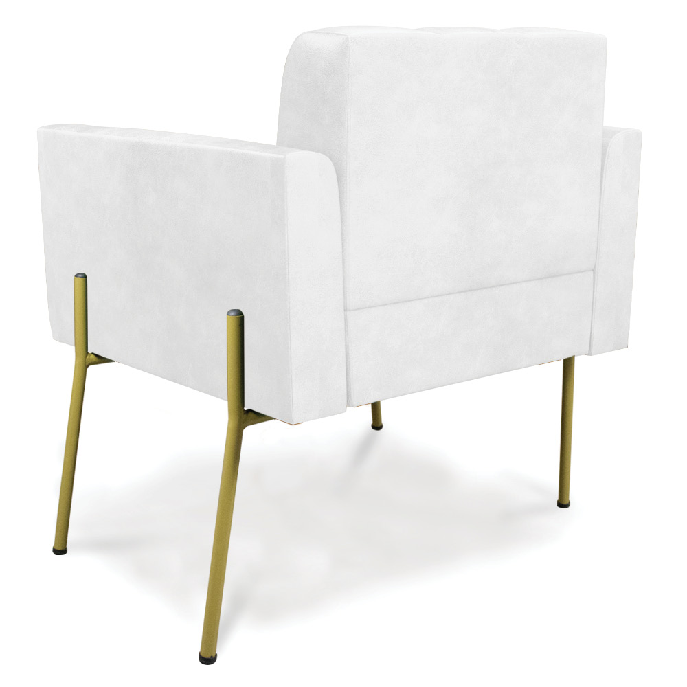 Poltrona Pé de Ferro Dourado para Sala Kit 2 Elisa Corano Branco D03 - D'Rossi
