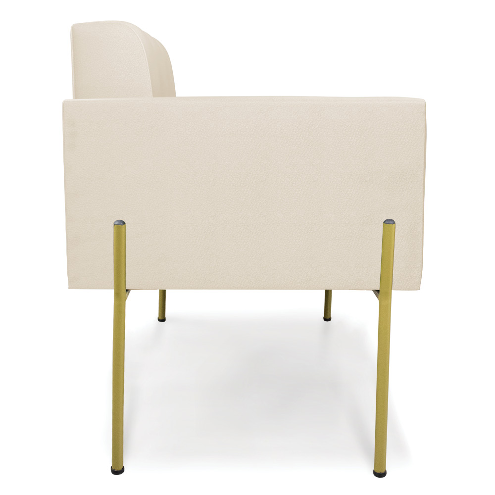 Poltrona Pé de Ferro Dourado para Sala Kit 2 Elisa Corino Bege D03 - D'Rossi