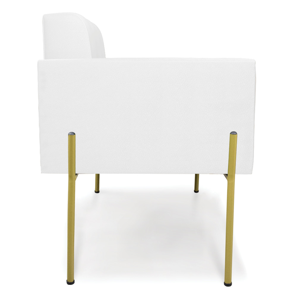 Poltrona Pé de Ferro Dourado para Sala Kit 2 Elisa Corino Branco D03 - D'Rossi