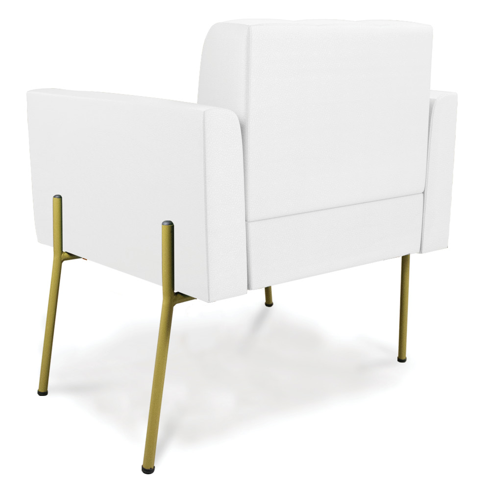 Poltrona Pé de Ferro Dourado para Sala Kit 2 Elisa Corino Branco D03 - D'Rossi
