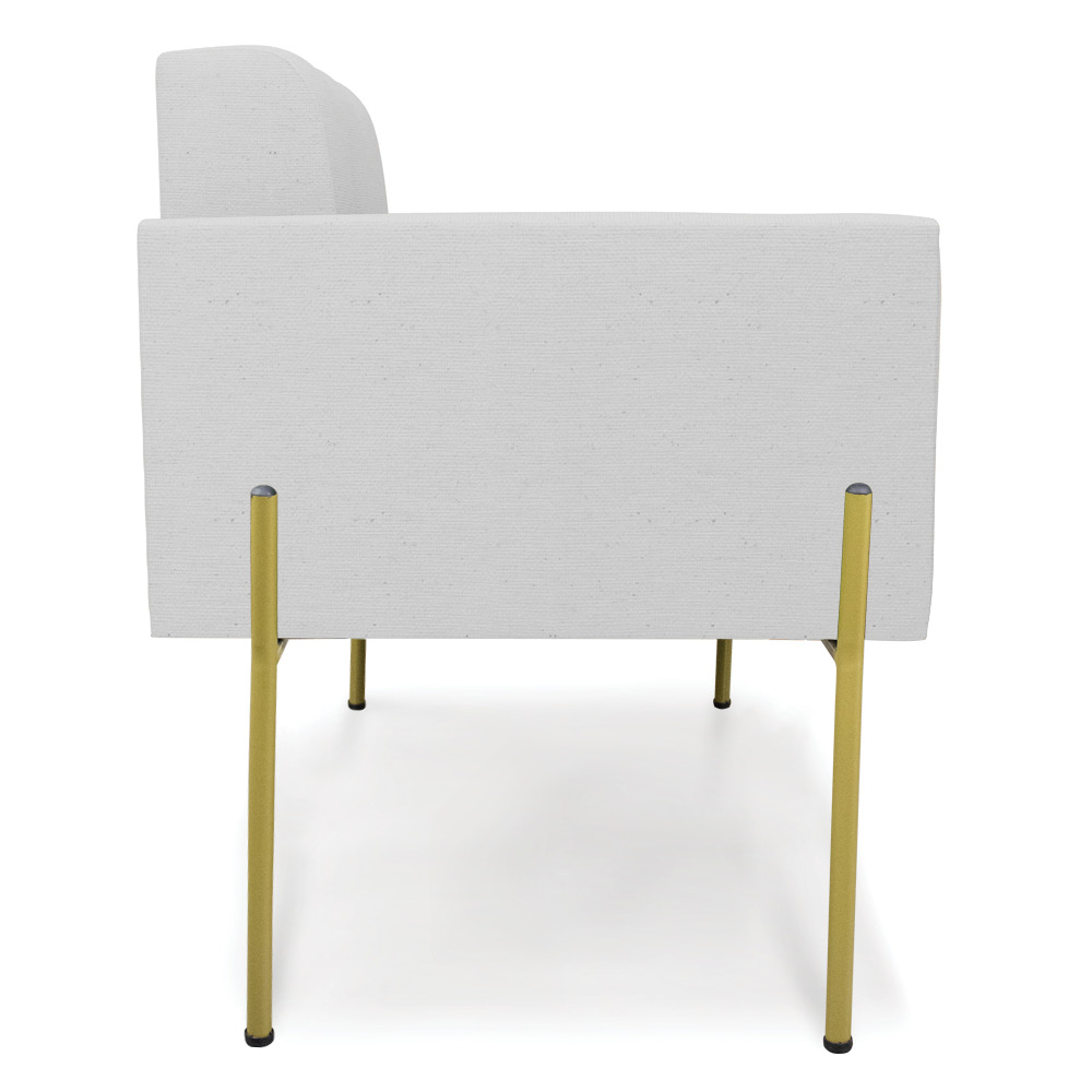 Poltrona Pé de Ferro Dourado para Sala Kit 2 Elisa Linho Cinza A05 D03 - D'Rossi