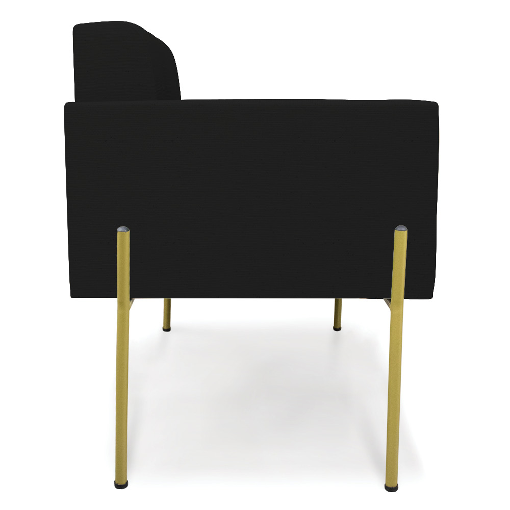 Poltrona Pé de Ferro Dourado para Sala Kit 2 Elisa Linho Preto A79 D03 - D'Rossi