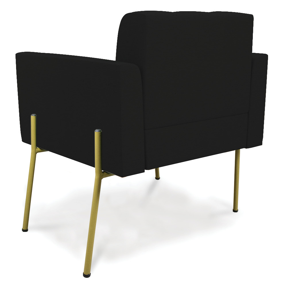 Poltrona Pé de Ferro Dourado para Sala Kit 2 Elisa Linho Preto A79 D03 - D'Rossi