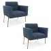 Poltrona Pé de Ferro Dourado para Sala Kit 2 Elisa Suede Azul Marinho D03 - D'Rossi