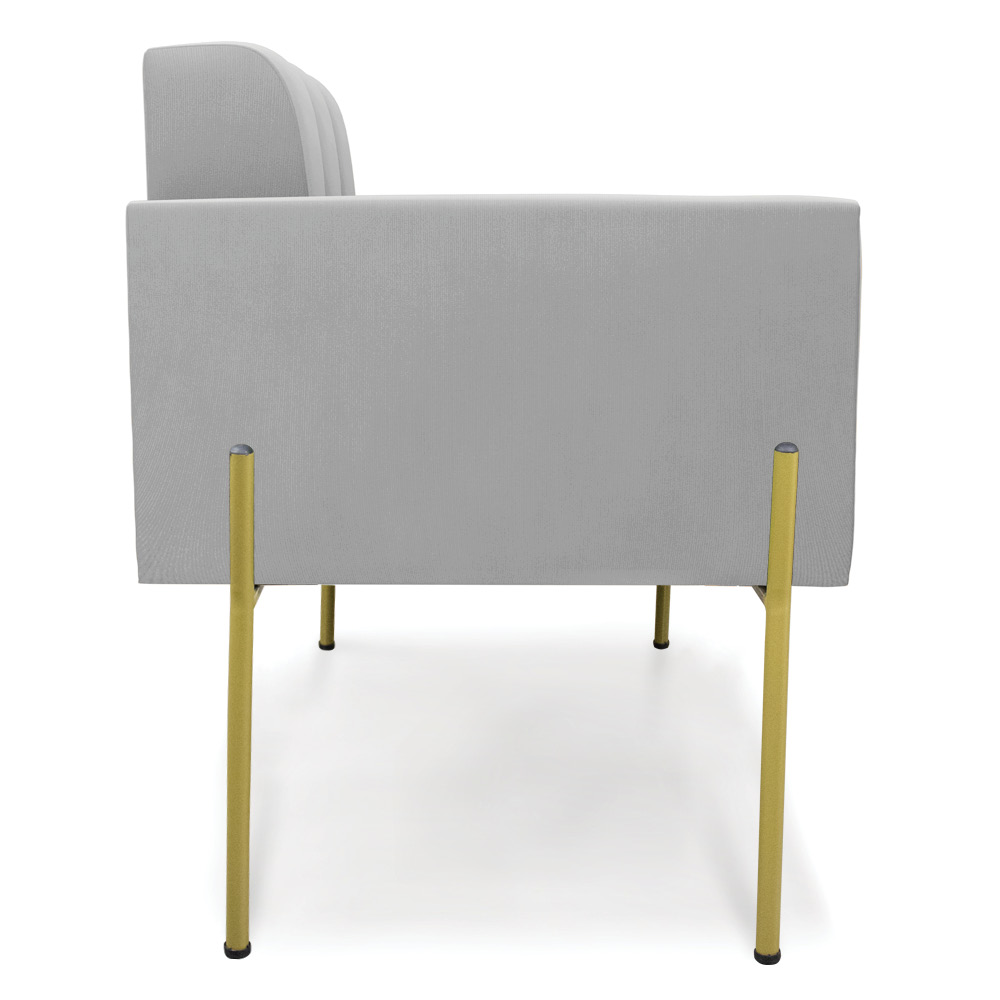 Poltrona Pé de Ferro Dourado para Sala Kit 2 Elisa Suede Cinza D03 - D'Rossi