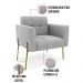 Poltrona Pé de Ferro Dourado para Sala Kit 2 Elisa Suede Cinza D03 - D'Rossi