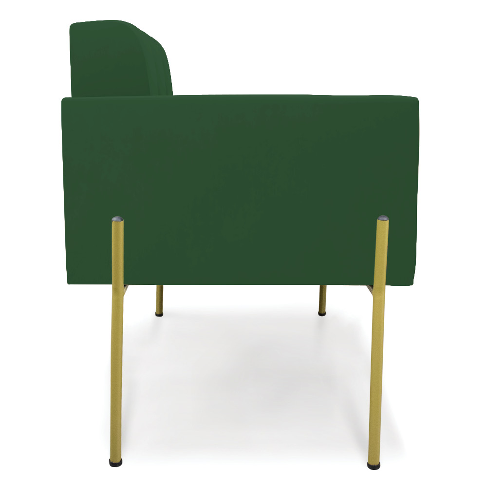 Poltrona Pé de Ferro Dourado para Sala Kit 2 Elisa Veludo Verde D03 - D'Rossi
