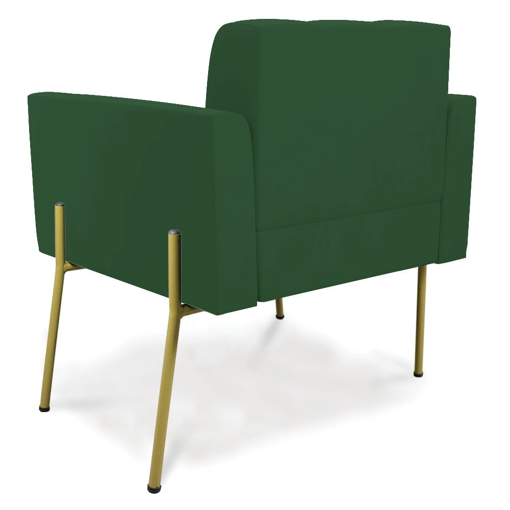 Poltrona Pé de Ferro Dourado para Sala Kit 2 Elisa Veludo Verde D03 - D'Rossi