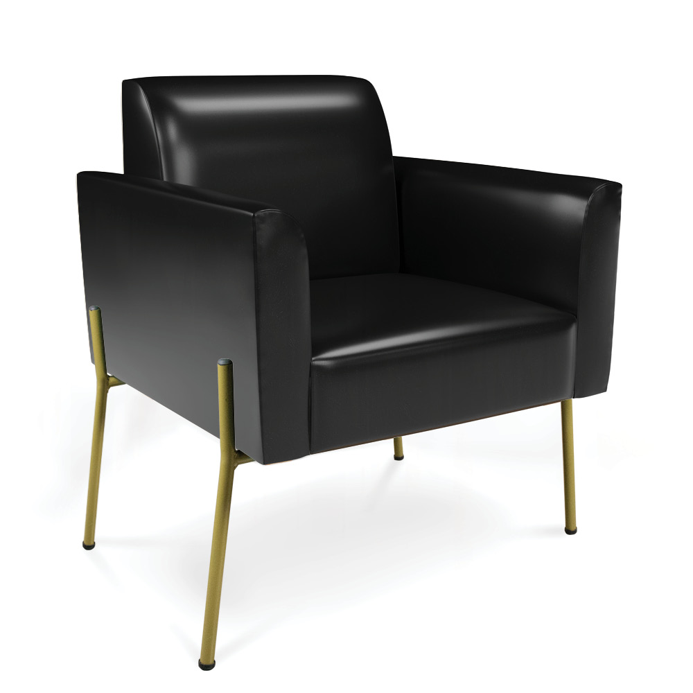 Poltrona Pé de Ferro Dourado para Sala Marisa Corano Preto D03 - D'Rossi
