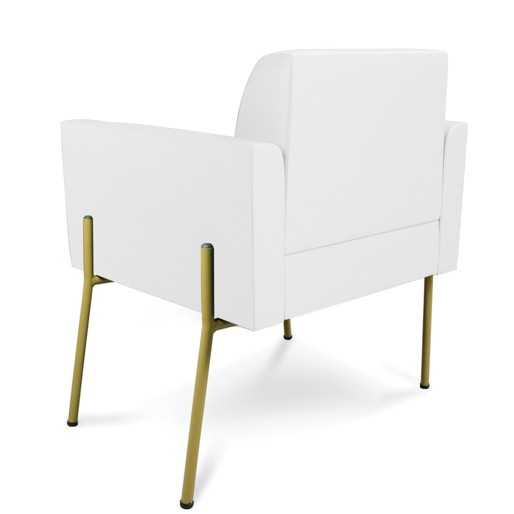 Poltrona Pé de Ferro Dourado para Sala Marisa Corino Branco D03 - D'Rossi