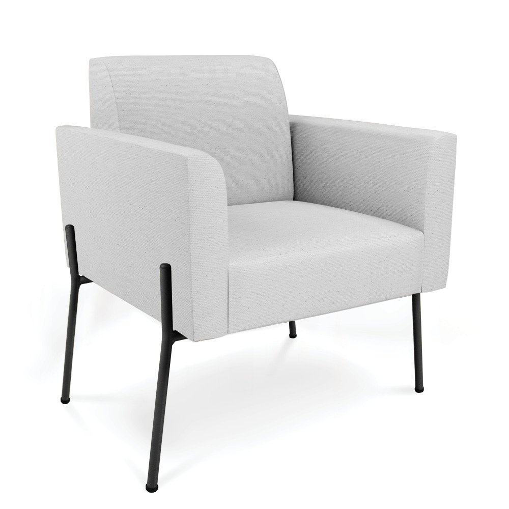 Poltrona Pé de Ferro Preto Kit 2 Decorativa Marisa Linho Cinza D03 - D'Rossi