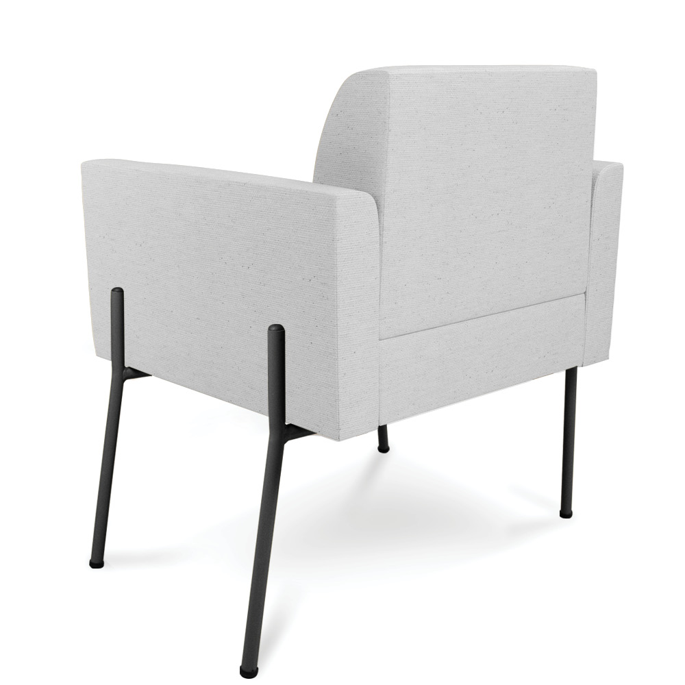 Poltrona Pé de Ferro Preto Kit 2 Decorativa Marisa Linho Cinza D03 - D'Rossi