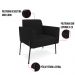 Poltrona Pé de Ferro Preto Kit 2 Decorativa Marisa Linho Preto D03 - D'Rossi
