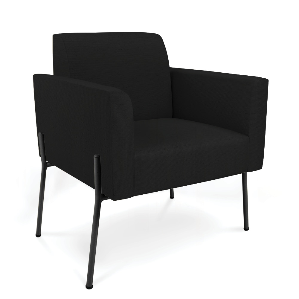 Poltrona Pé de Ferro Preto Kit 2 Decorativa Marisa Linho Preto D03 - D'Rossi
