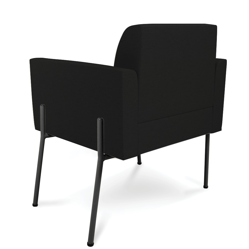 Poltrona Pé de Ferro Preto Kit 2 Decorativa Marisa Linho Preto D03 - D'Rossi
