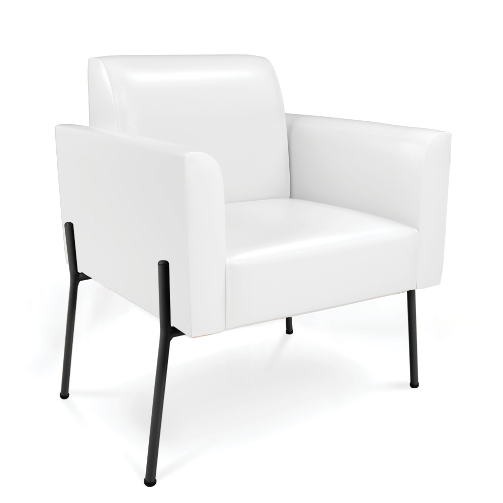 Poltrona Pé de Ferro Preto Kit 2 para Sala Marisa Corano Branco D03 - D'Rossi